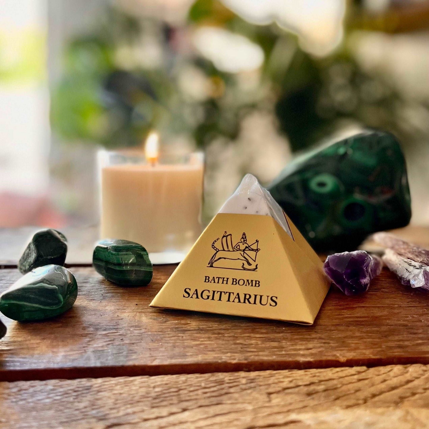 Embark on a journey of self-discovery with our Sagittarius Bath Bomb. Immerse yourself in the adventurous blend of Lavender, Copal, and Sandalwood, carefully crafted with organic essential oils. Let the soothing scents transport you to expansive realms, creating a harmonious balance of relaxation and exploration. Embrace the spirit of Sagittarius and experience a bath ritual that inspires both inner and outer exploration.