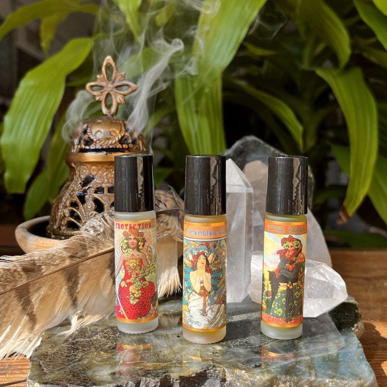 1 oz Protection Natural Roll-On Perfume with Protective Organic Essential Oils of Copal and Rosemary Infused in Organic MCT Oil for Security and Serenity.